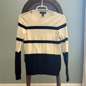 Ralph Lauren Women's Striped Black and White Sweater